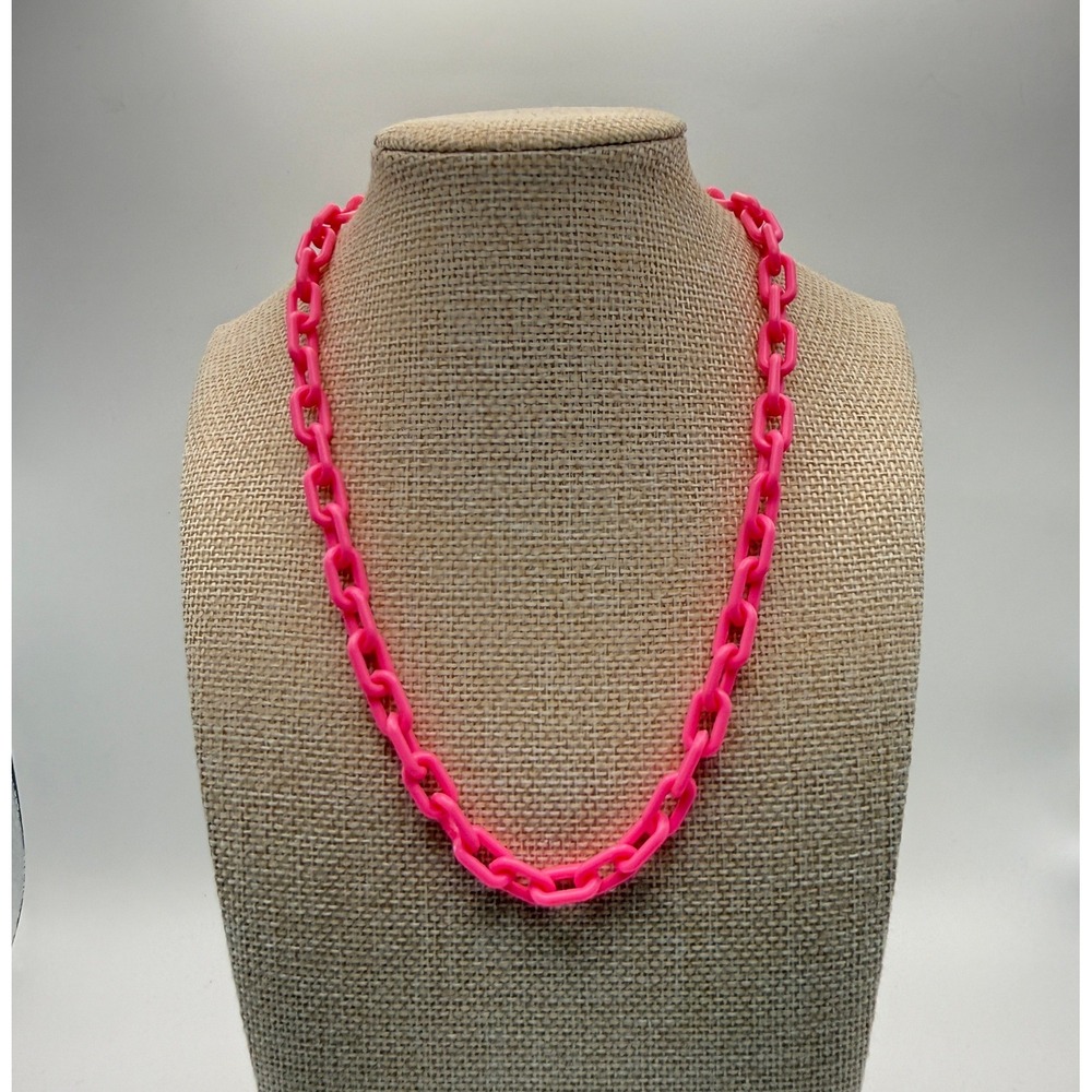 P/C OS Pink Chain Necklace Lobster Clasp Industrial Barbiecore Jewelry